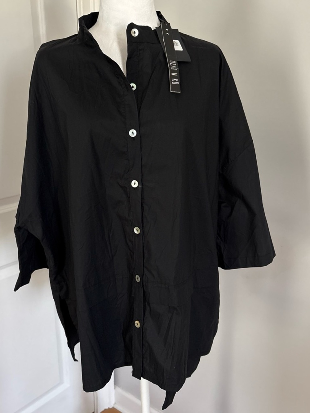Oversized Black Button-Up Shirt by Ozai N Kű